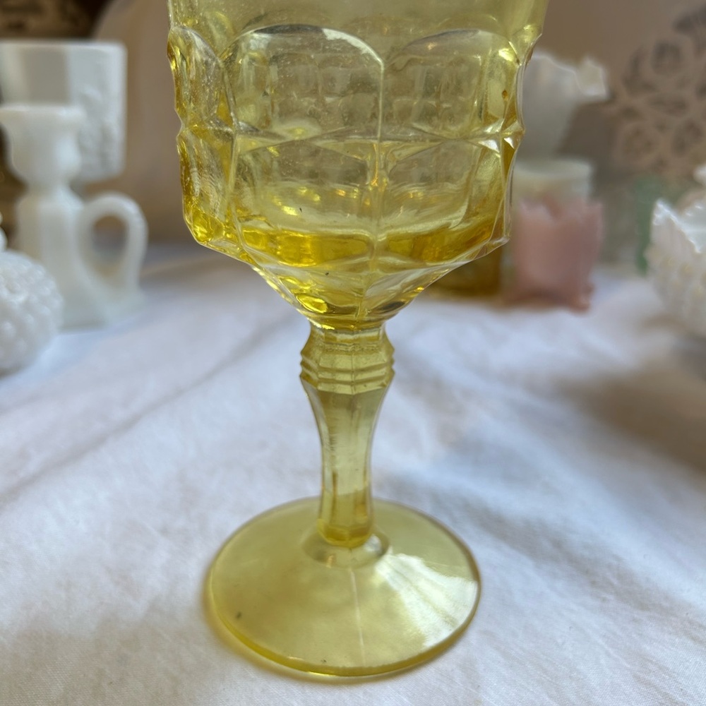 Vintage Yellow Glass Goblet